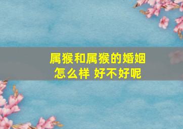 属猴和属猴的婚姻怎么样 好不好呢